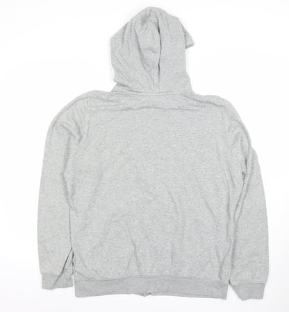 Nike Womens Grey Full Zip Hoodie L Logo Hooded Sweatshirt