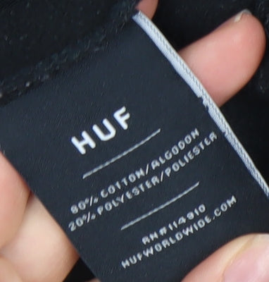 Mens UK Size M HUF Black Pullover Hoodie