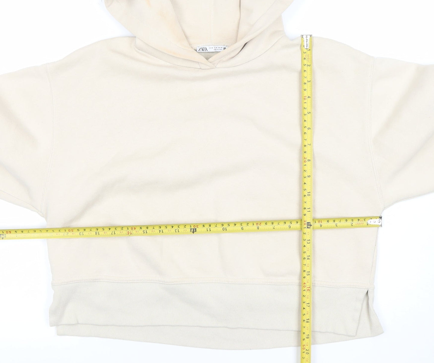 Womens UK Size M Zara Beige Pullover Hoodie