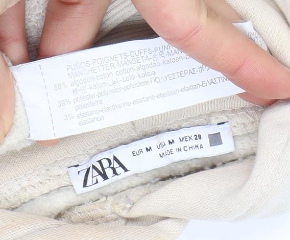 Womens UK Size M Zara Beige Pullover Hoodie