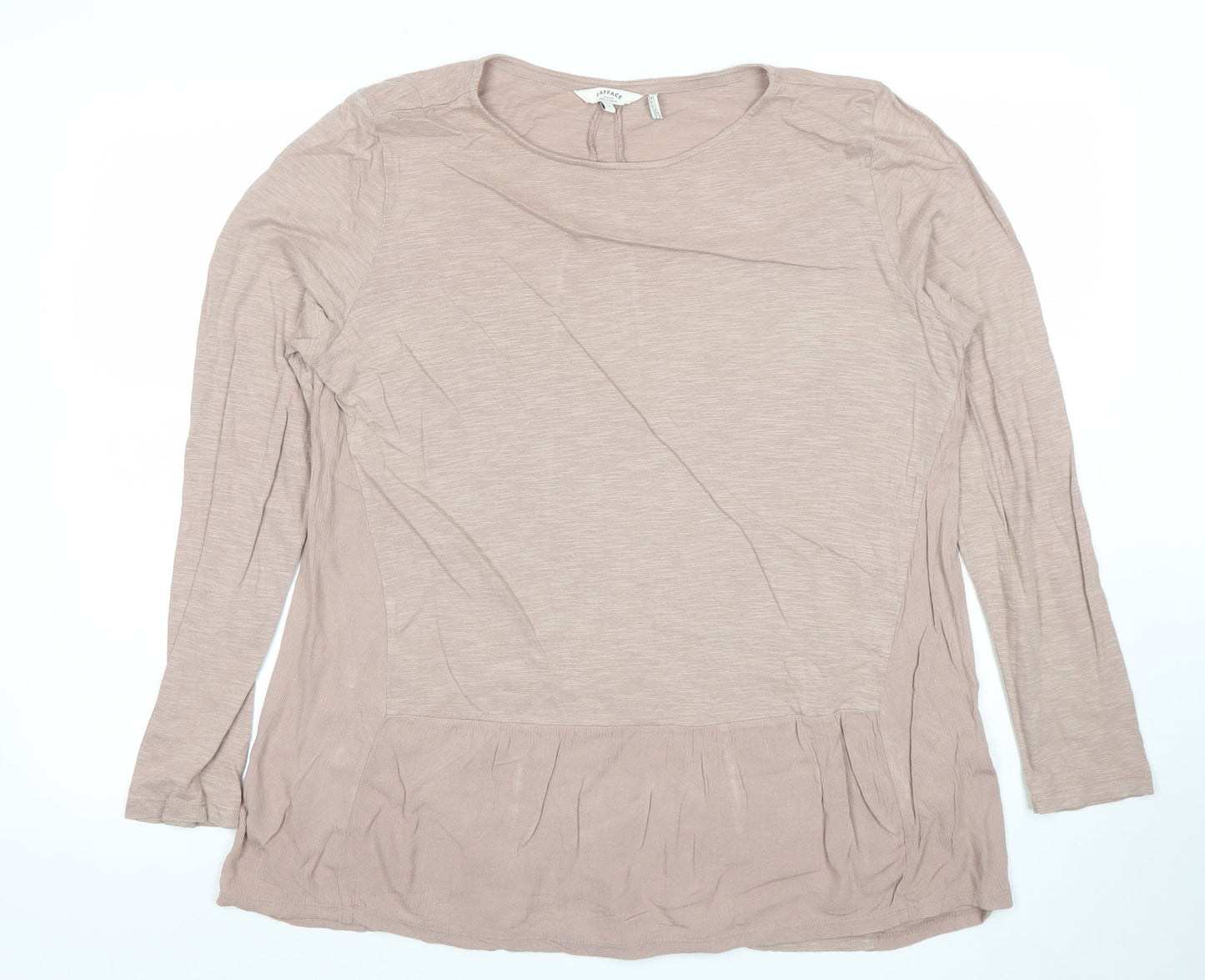 FatFace Womens Beige Long Sleeve Tunic Top Size 14 Viscose Casual