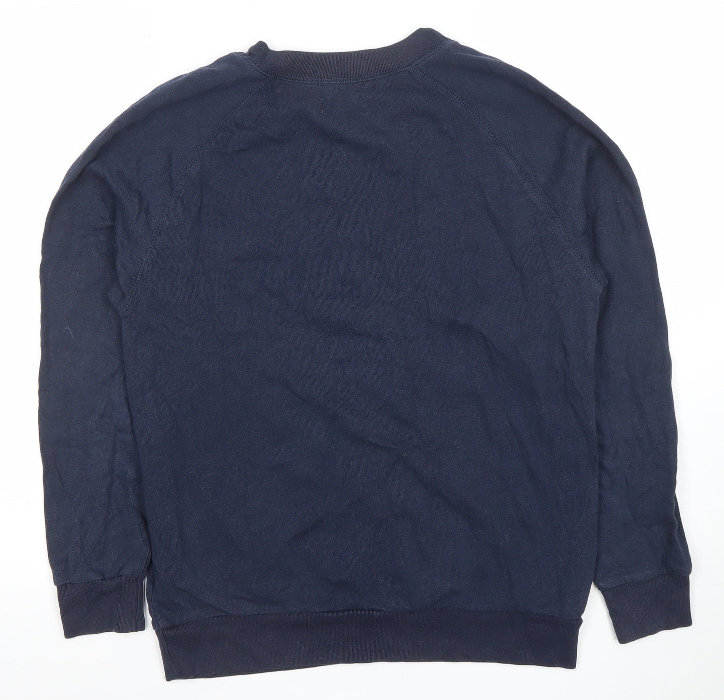 Hollister Women Navy Blue XS Embroidered Logo Crew Neck Sweatshirt