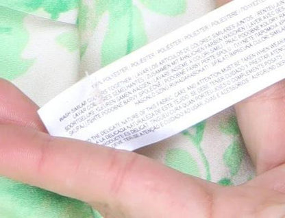 Primark Women Green Floral Button-Up Blouse Size 12 Polyester