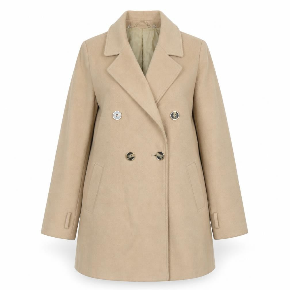 River Island Women’s Beige Wool Blend Pea Coat Size 10
