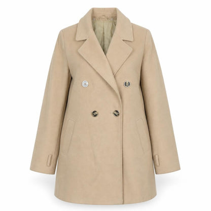 River Island Women’s Beige Wool Blend Pea Coat Size 10