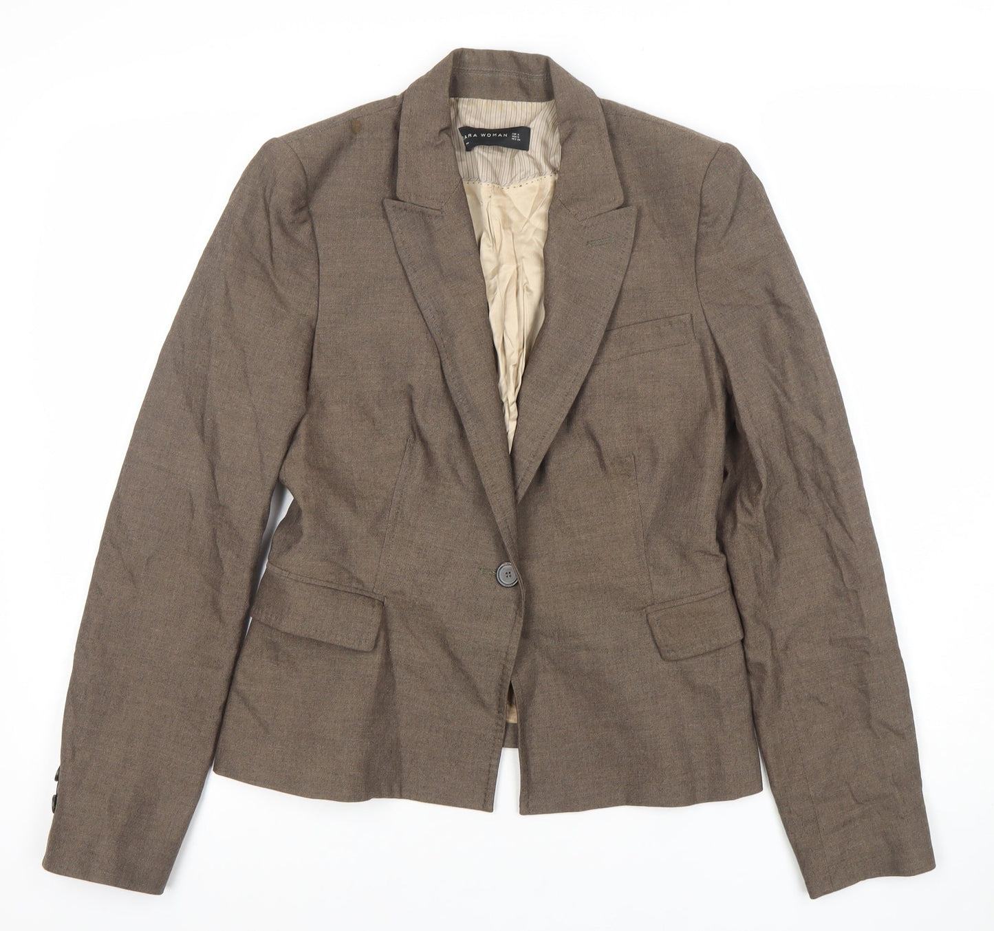 Womens UK Size 8 Zara Woman Regular Brown Blazer
