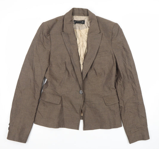 Zara Woman Brown Wool Blend Tailored Blazer Jacket UK 8