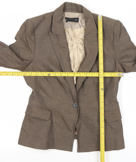 Zara Woman Brown Wool Blend Tailored Blazer Jacket UK 8
