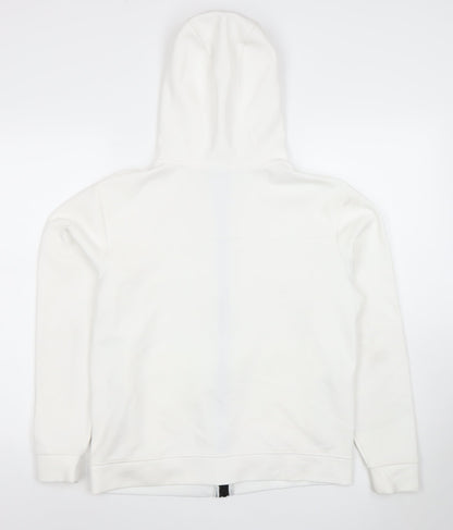 Zara Men White S Full Zip Hoodie Lightweight Adjustable Hood