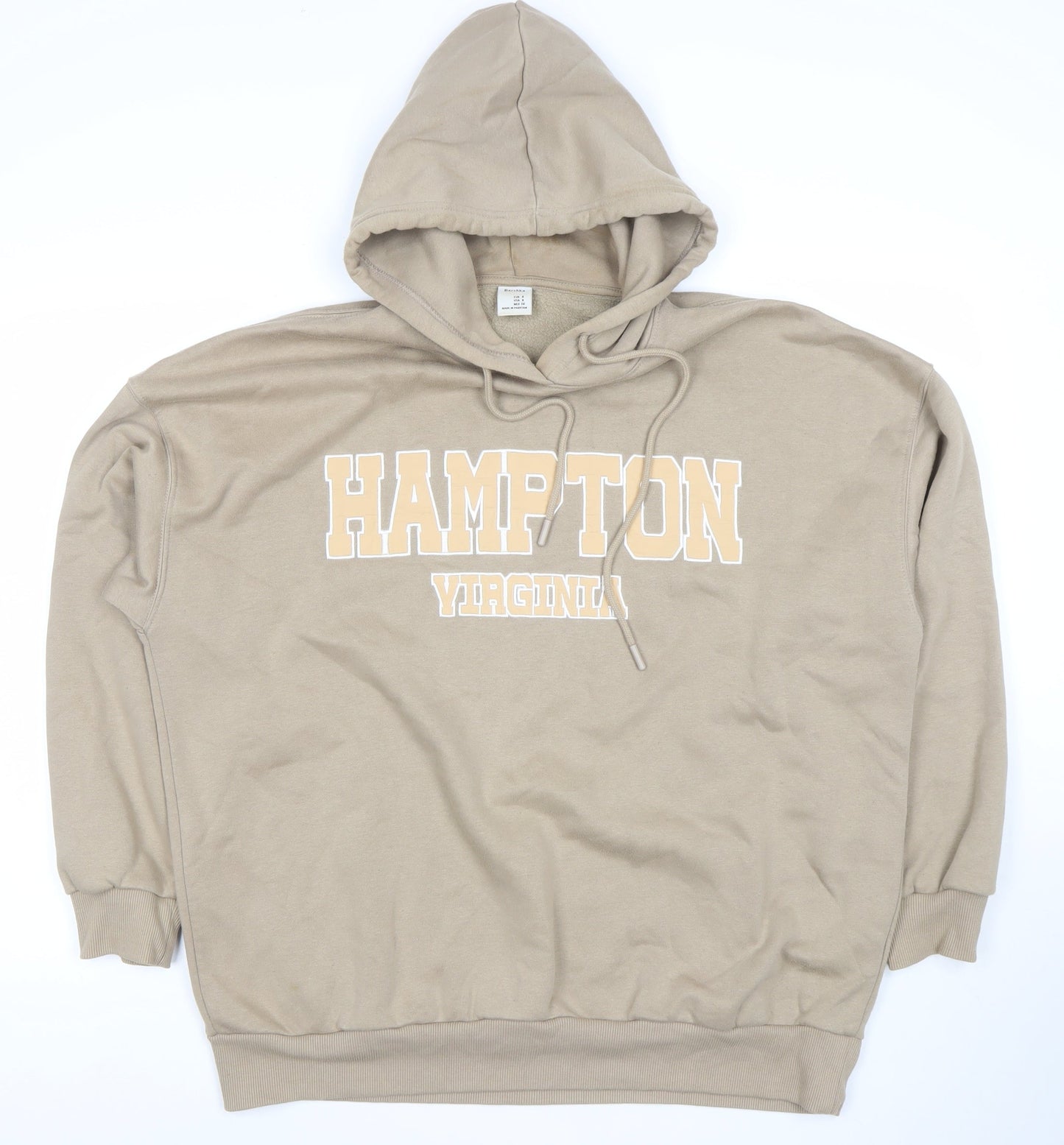 Bershka Womens Beige Pullover Hoodie Hampton Virginia Print Size S