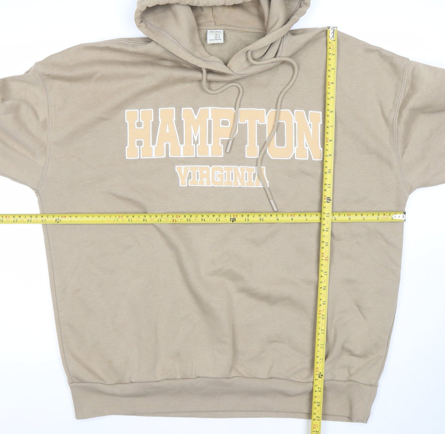 Bershka Womens Beige Pullover Hoodie Hampton Virginia Print Size S