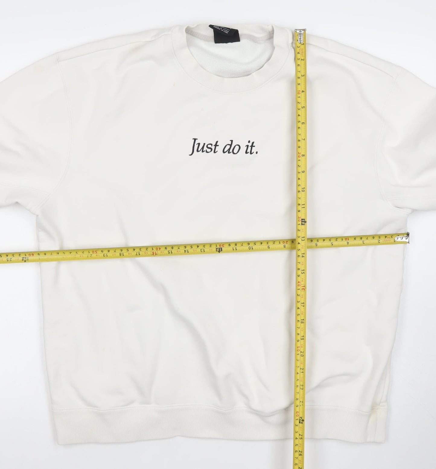 Nike Women's White Pullover Sweatshirt L Just Do It Logo Cotton Blend