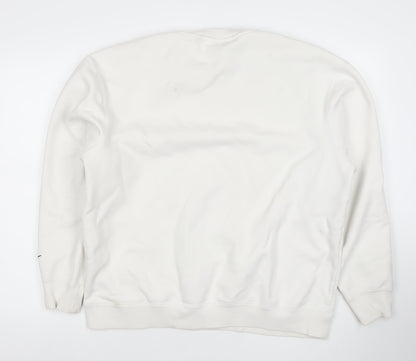 Nike Women's White Pullover Sweatshirt L Just Do It Logo Cotton Blend