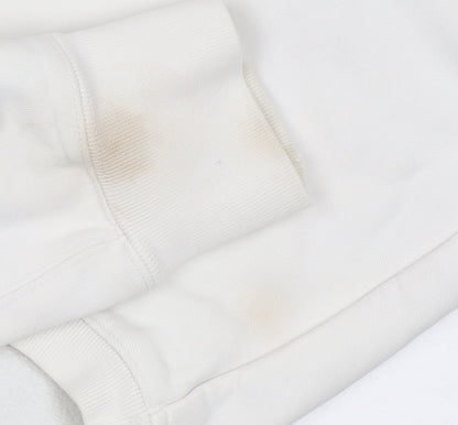 Nike Women's White Pullover Sweatshirt L Just Do It Logo Cotton Blend