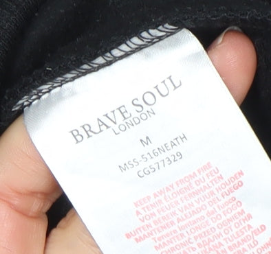 Mens UK Size M Brave Soul Black Pullover Hoodie
