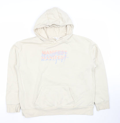 Primark Cares Women Beige Manifest Hoodie Size L Cotton Blend