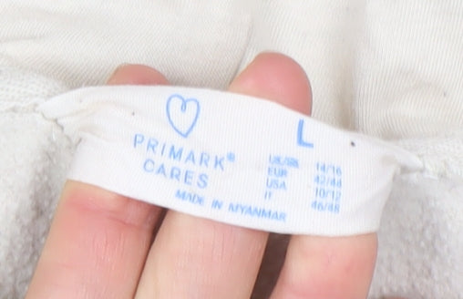 Primark Cares Women Beige Manifest Hoodie Size L Cotton Blend