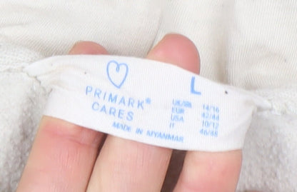 Primark Cares Women Beige Manifest Hoodie Size L Cotton Blend