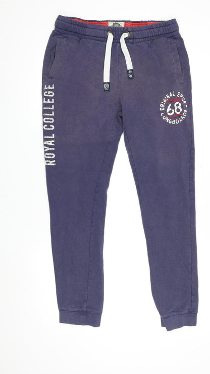 TBOE Men's Blue Jogger Sweatpants L Fleece Cotton Blend