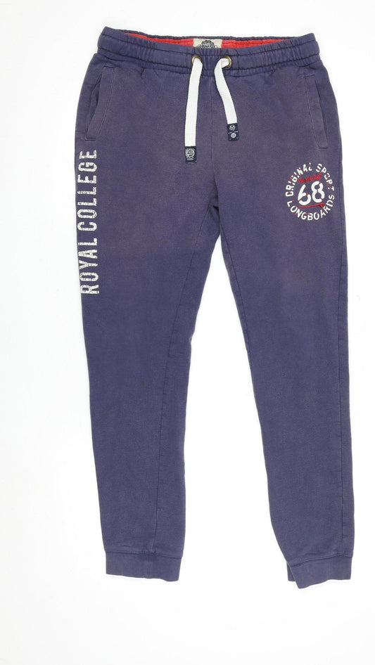 TBOE Men's Blue Jogger Sweatpants L Fleece Cotton Blend
