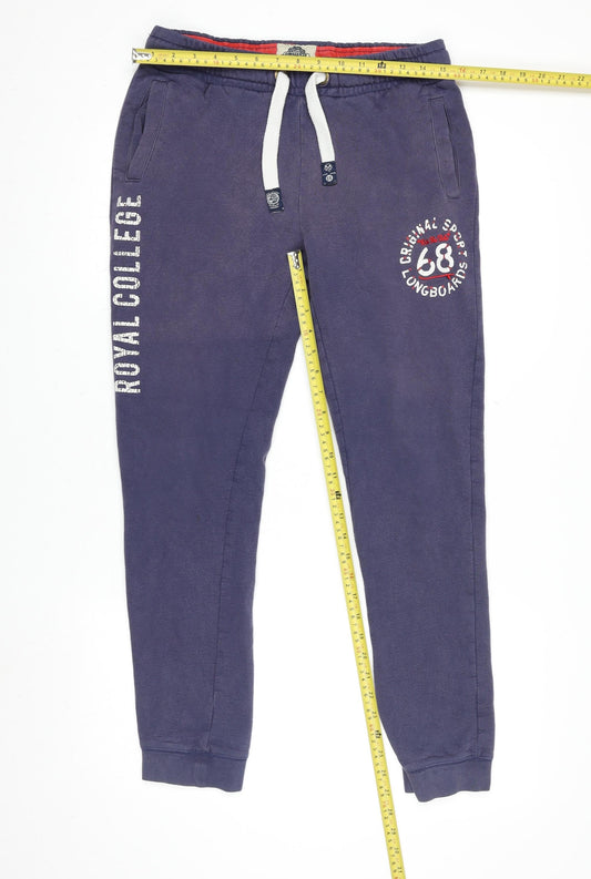 TBOE Men's Blue Jogger Sweatpants L Fleece Cotton Blend