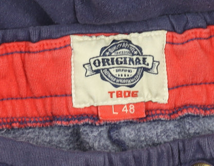 TBOE Men's Blue Jogger Sweatpants L Fleece Cotton Blend