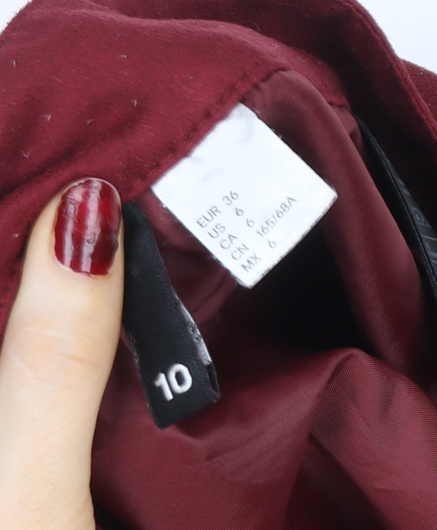 H&M Women Red Cotton Stretch Button Mini Skirt Size 10