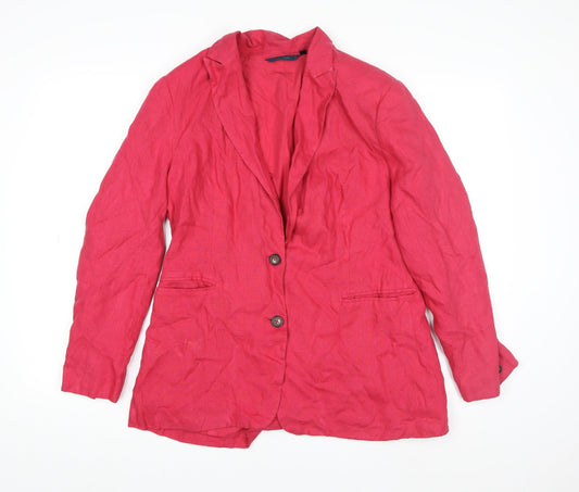 Boden Women's Red Linen Single-Breasted Blazer Jacket Size 16