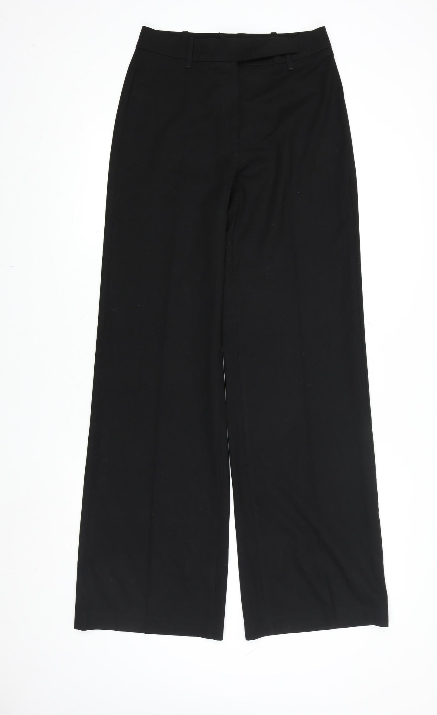 Benetton Womens Black Wide-Leg Trousers Size 12 Classic Workwear
