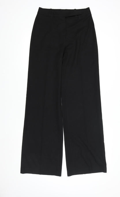 Benetton Womens Black Wide-Leg Trousers Size 12 Classic Workwear