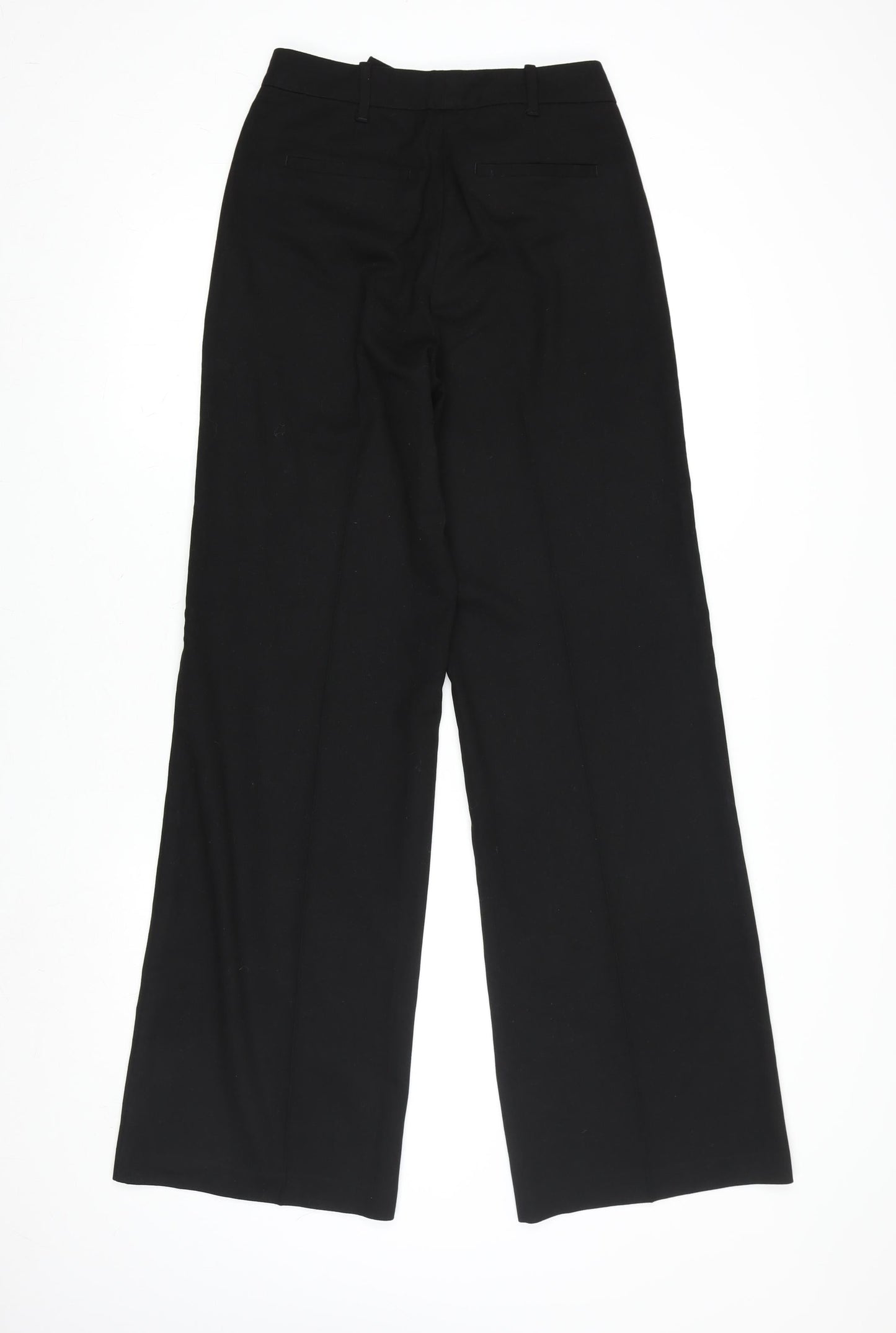 Benetton Womens Black Wide-Leg Trousers Size 12 Classic Workwear