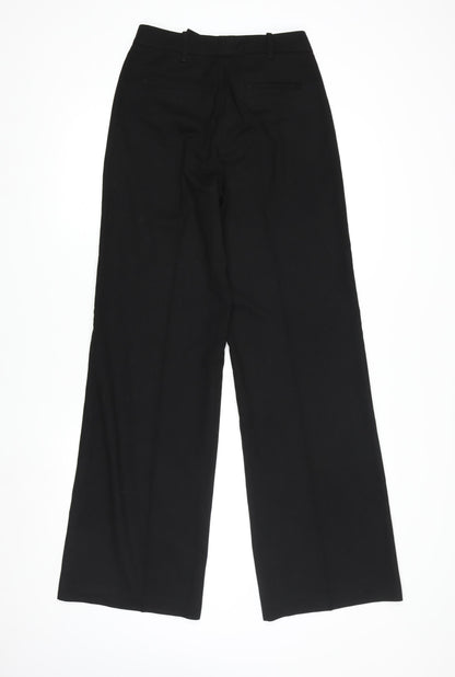 Benetton Womens Black Wide-Leg Trousers Size 12 Classic Workwear