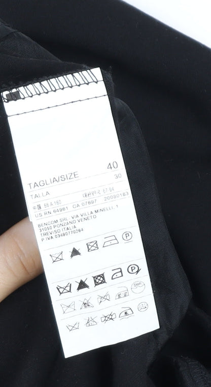 Benetton Womens Black Wide-Leg Trousers Size 12 Classic Workwear