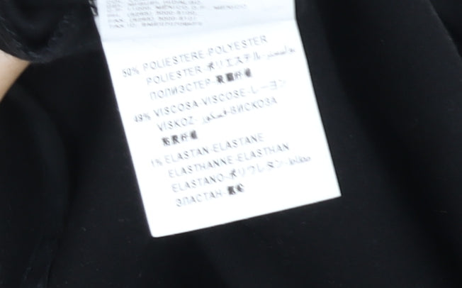 Benetton Womens Black Wide-Leg Trousers Size 12 Classic Workwear