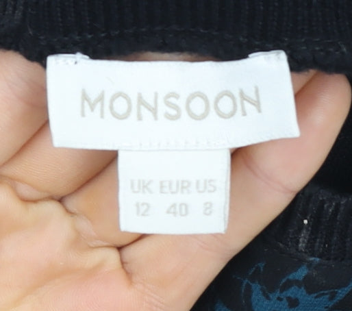 Womens UK Size 12 Monsoon Black Tunic Blouse