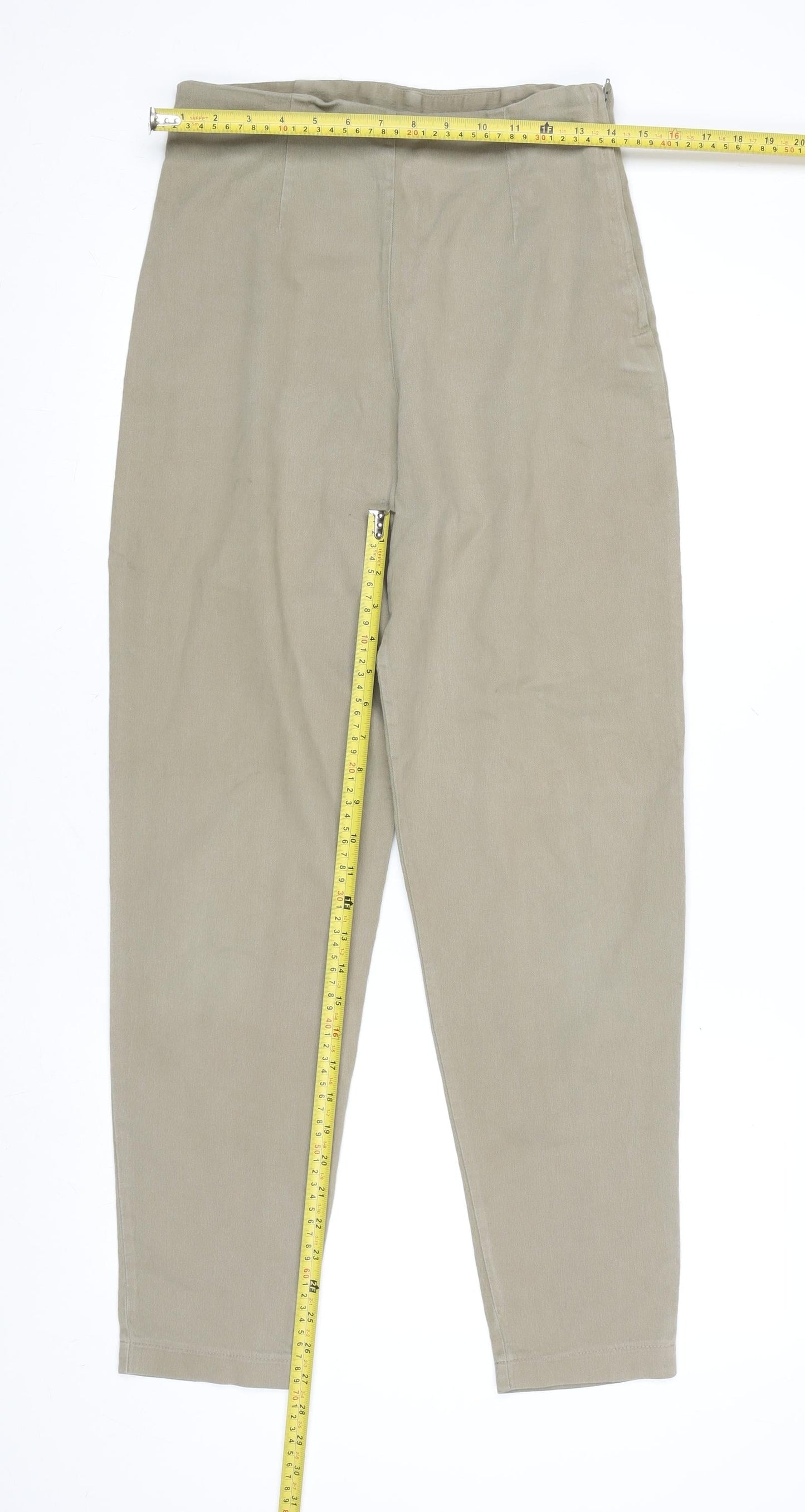 Next Women’s Beige Stretch Cotton Straight Leg Trousers UK 14