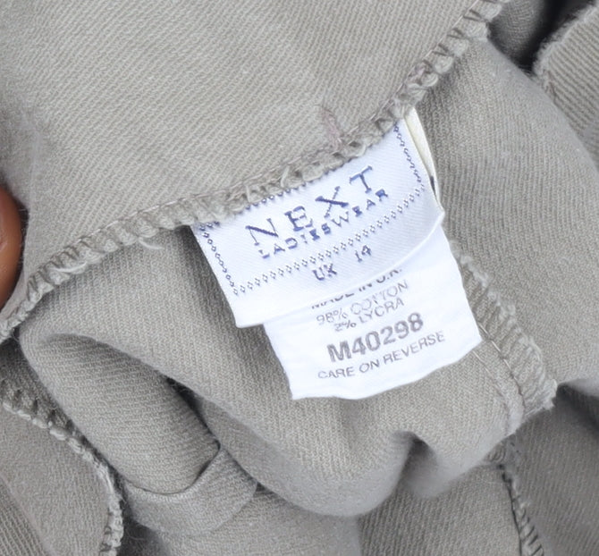 Next Women’s Beige Stretch Cotton Straight Leg Trousers UK 14