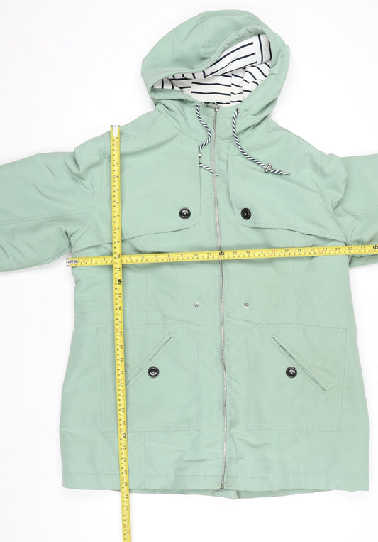 Cotton Traders Womens Green Hooded Rain Coat Jacket Size 18