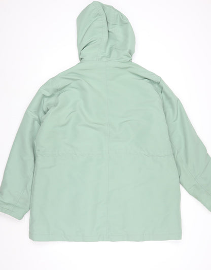 Cotton Traders Womens Green Hooded Rain Coat Jacket Size 18