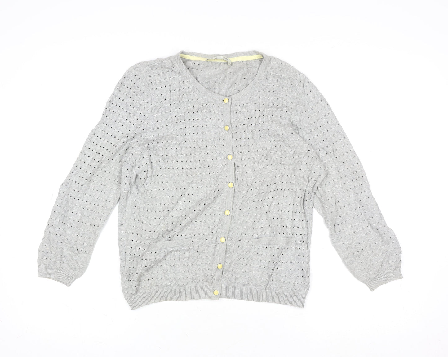 Laura Ashley Women’s Grey Cable-Knit Cotton Cardigan UK 12