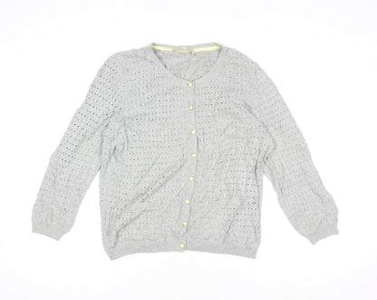Laura Ashley Women’s Grey Cable-Knit Cotton Cardigan UK 12