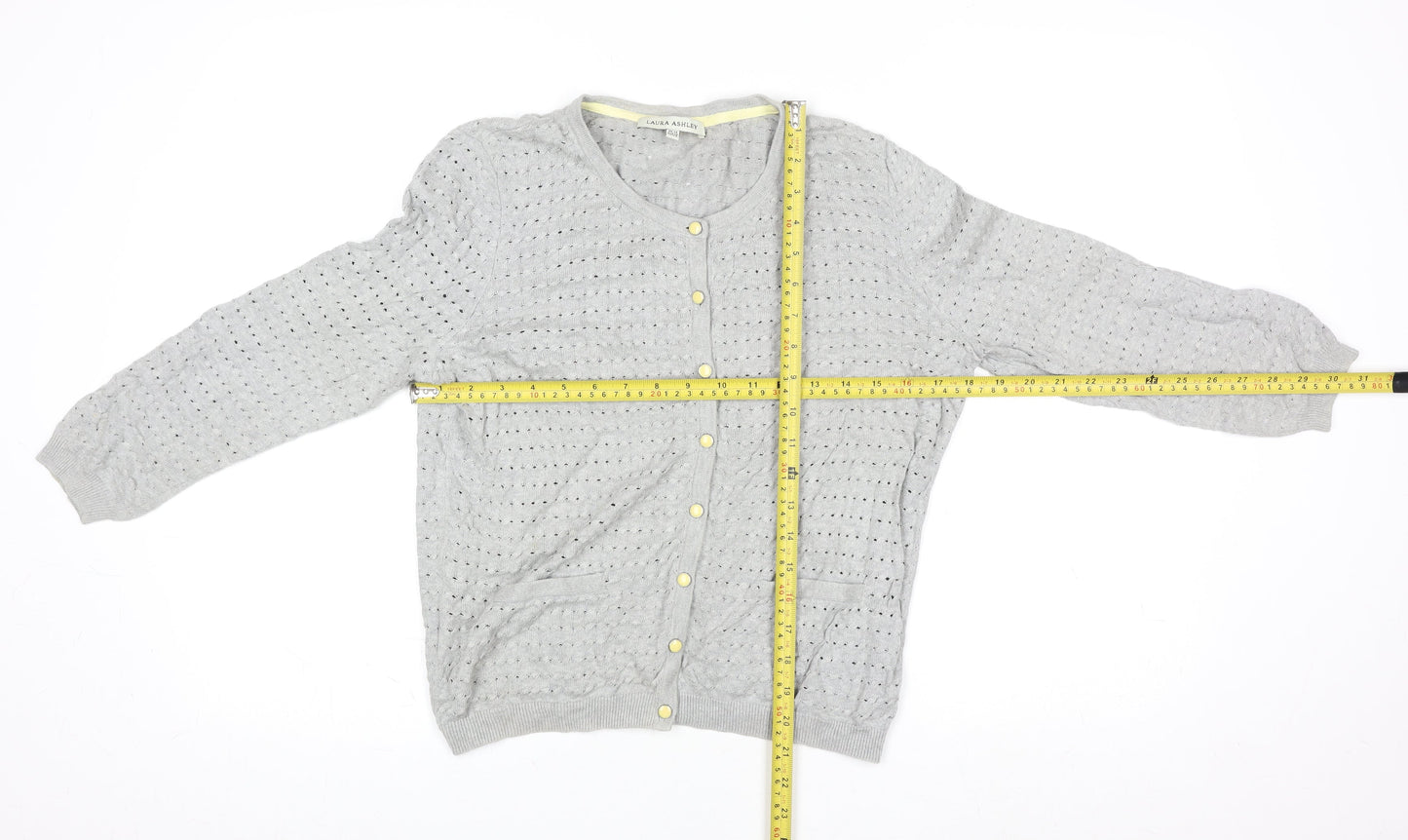 Laura Ashley Women’s Grey Cable-Knit Cotton Cardigan UK 12