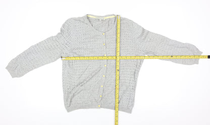 Laura Ashley Women’s Grey Cable-Knit Cotton Cardigan UK 12