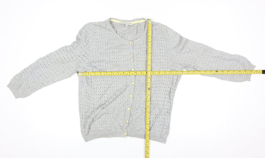 Laura Ashley Women’s Grey Cable-Knit Cotton Cardigan UK 12
