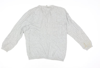 Laura Ashley Women’s Grey Cable-Knit Cotton Cardigan UK 12