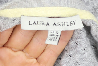 Laura Ashley Women’s Grey Cable-Knit Cotton Cardigan UK 12