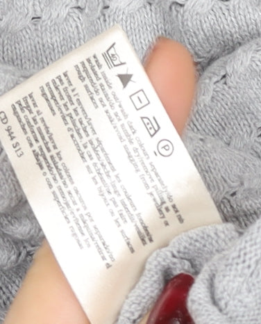 Laura Ashley Women’s Grey Cable-Knit Cotton Cardigan UK 12