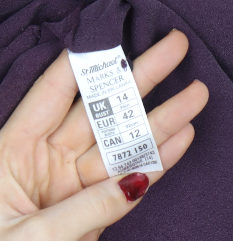 Womens UK Size 14 Marks and Spencer Purple Kimono Blouse