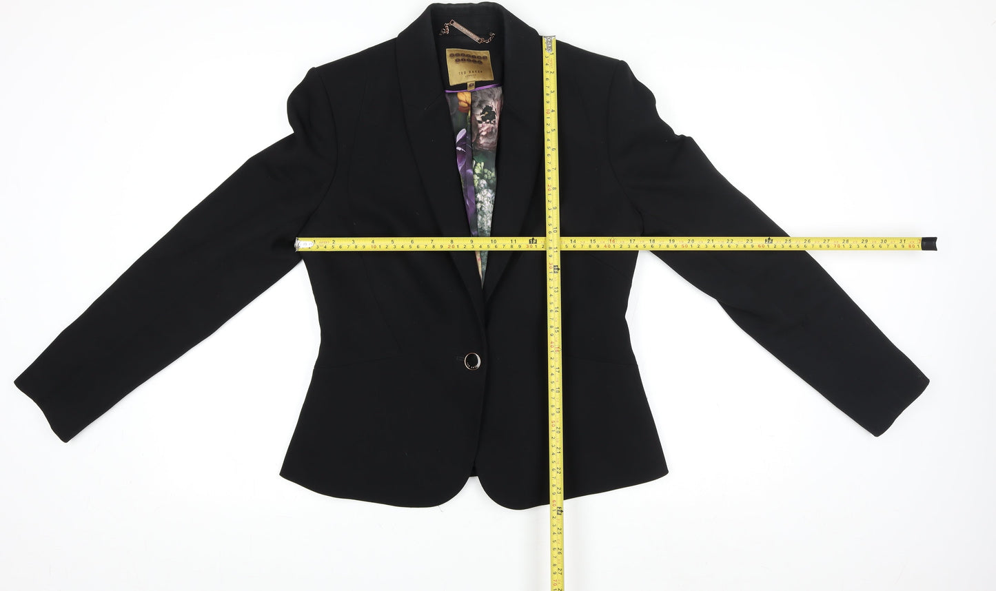 Ted Baker Women's Black Single-Breasted Working Title Blazer UK 12