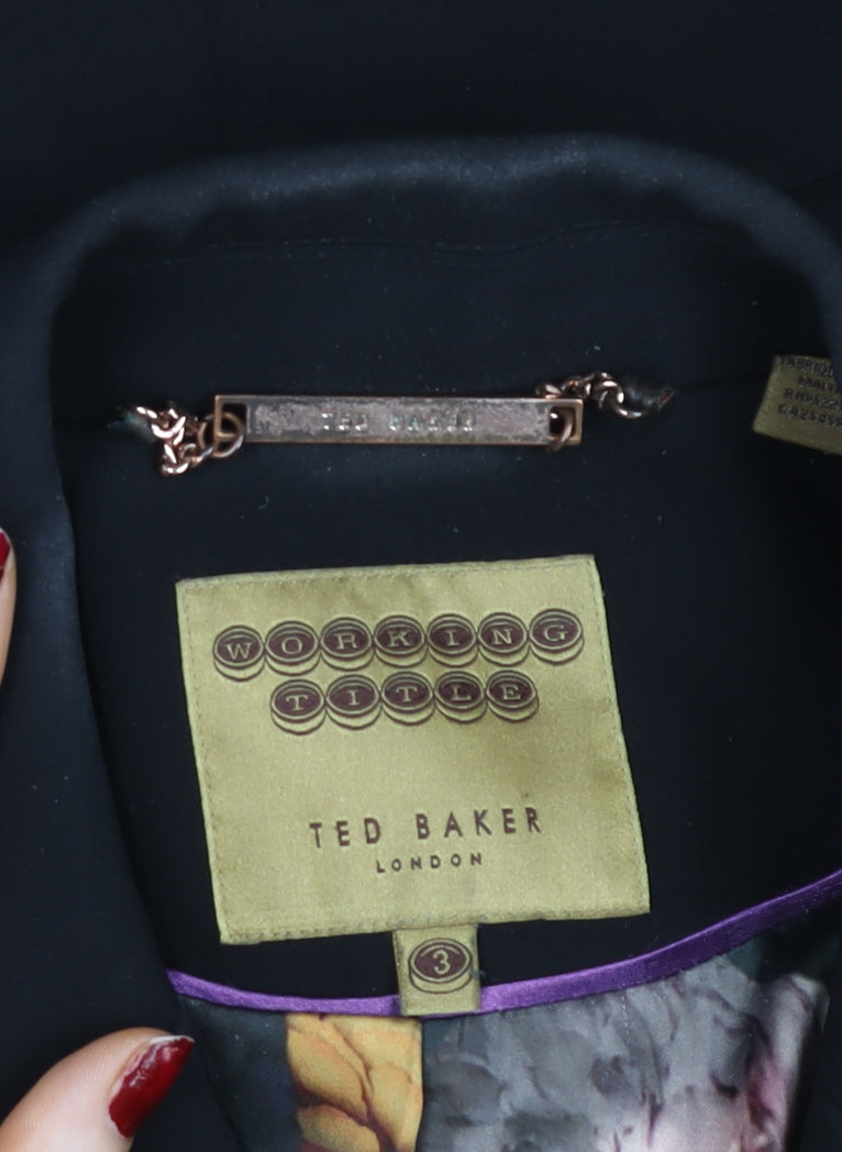 Ted Baker Women's Black Single-Breasted Working Title Blazer UK 12